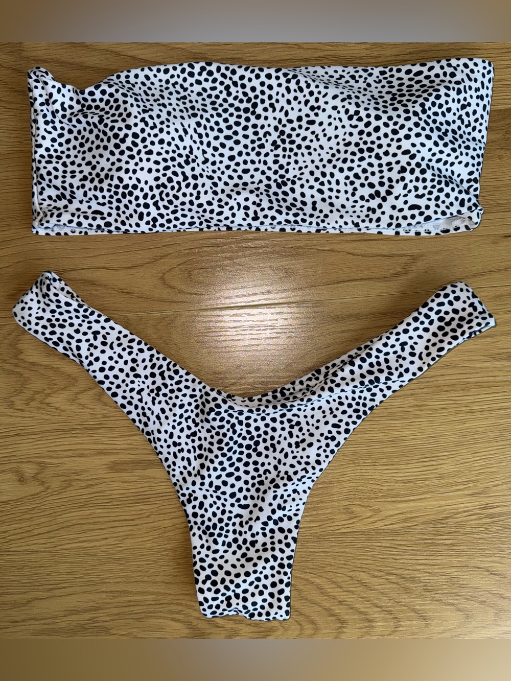 ZAFUL Black & White Spotted Bandeau Bikini Set Size US 6